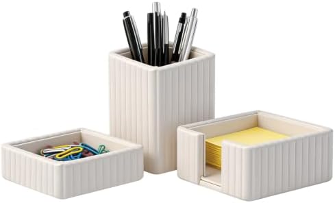 3 Pack Desk Organizer Set of Pen Holder,Paperclip Storage Sticky Note Holde by RHCSZ