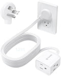 TROND Leftward Flat Plug Extension Cord 12ft for Small Tight Spaces, White by TRONDOfficial