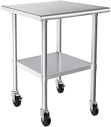 HARDURA Stainless Steel Commercial Table with Wheels 24 x 30 Inches by HARDURA