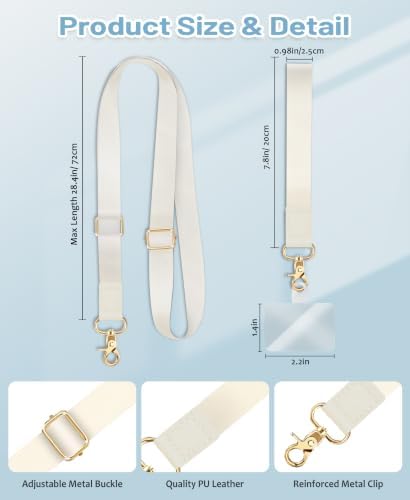 Yonlevres Phone Lanyard Crossbody Strap Wrist Neck Adjustable Women Beige - Image 5