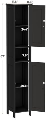 Homleke Tall Bathroom Storage Cabinet with 2 Doors, Slim Bathroom Cabinet - Image 3
