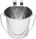 1 quart Stainless Steel Flat Sided Bucket with Dual Hooks | 0.25 gal Durable Food & Water Bowl for Dog Cat Bird & Small Animals | Fits kennel Cage Critter Crate | Hanging Utility Pet Pail by AASPIREPETS