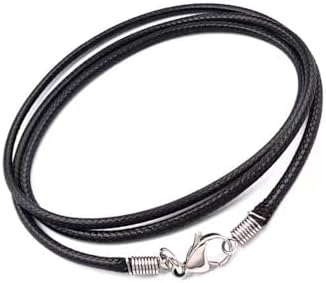 Black Leather Necklace Cord with Clasp 16inch to 24inch Braided DIY Woven Wax Rope Chain for Pendant Customizable Stainless Steel Clasp 2mm Leather Cord Necklace for Men Women by Unknown