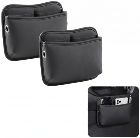 2 PCS Leather Car Seat side Pocket Organizer, Multifunctional Car Seat Gap Storage Pouch, Auto Console Side Organizer Holder for Phones, Keys, Sunglasses & Wallets (Black) by Unknown