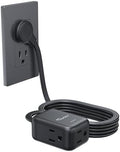 10FT Flat Extension Cord with 3 Outlets, Right Angle Plug Adapter 3 Prong by NUTICT