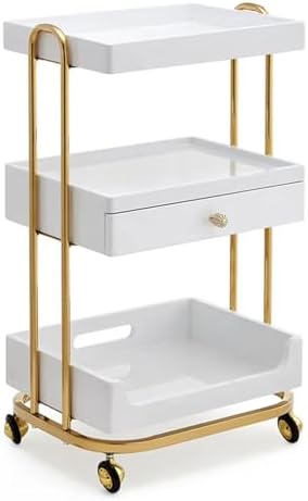 Beauty Cart Shelf 3-Tier Rolling Spa Cart Storage Rack W/Lockable Wheels Trolley Easy Organization & Mobility Solution,D by Unknown