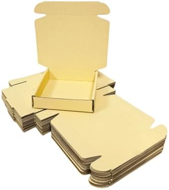 50 Pack 5.1x5.1x1.2 in Butter Yellow Shipping Boxes - Image 3