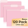 SUNEE File Folders, 120 Pack Manilla Folders 8.5 x 11, Colored File Folders Home Office School Supplies for Documents Files Paper, Pink by SUNEE