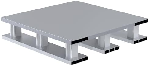 Vestil AP-ST-2424-SB Aluminum Half Solid Top with Skid Bottom 24 In. x 24 In. x 5-1/16 In. 4000 Lb. Capacity Silver by Vestil