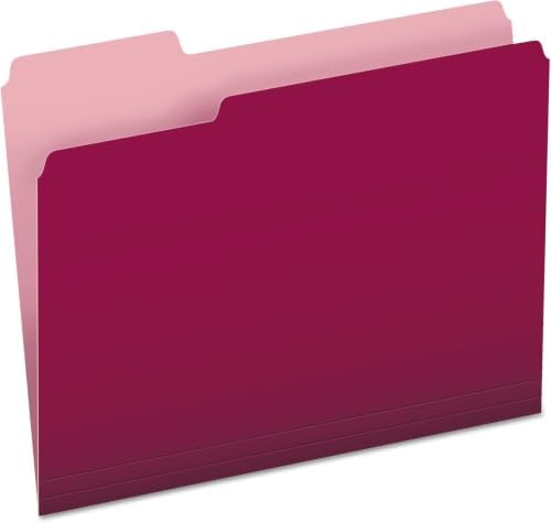 Pendaflex Two-Tone Color File Folders, Letter Size, 1/3 Cut, Burgundy, 100 Per Box (152 1/3 BUR)(Pack of 5) by Pendaflex