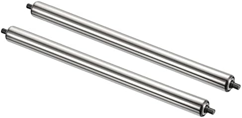 PATIKIL Conveyor Roller 1.5" Diameter 24" Length, 2 Pack Stainless Steel Gravity Transmission Replacement Part Galvanized End, Silver by PATIKIL