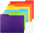 EOOUT 30pcs Colored File Folders, 9'' x 11.6'' Manilla Folders, Plastic File Folders, 3 Tab Poly Folder, 6 Colors with 40pcs Erasable Category Labels, for School and Office Supplies by EOOUT