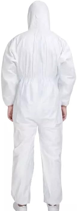 keebomed Hazmat suit, Chemical Protective Coverall, Category III, Type A, Microporous,Hood, Elastic Wrists and Ankles, Zipper - Image 4