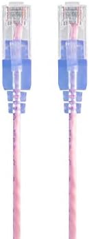 Monoprice Cat6A Ethernet Patch Cable - Snagless, UTP, 550MJz, 10G, 5 Pack, 36AWG, 5 Feet, Pink - SlimRun Series - Image 2