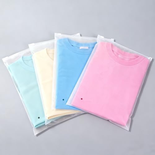 Frosted Packaging Bags for Shipping, 50 Pcs 14x18 Inch Zipper Plastic Shirt Bags for Clothing, T-Shirt, Pants, Document, Sweaters, 3 Mil with Vent Holes by DllxummDirect