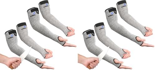 OriStout Cut Resistant Farmer Sleeves with Tumb Hole, Grey, 2 Pairs (Pack of 2) by OriStout