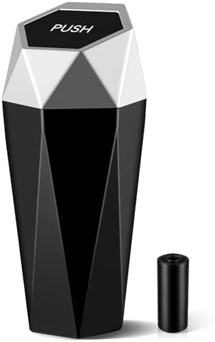 JUSTTOP Car Trash Can with Lid, Mini Diamond Design Portable Trash Can, Plastic Material and Multipurpose Organizers for Car,Home,Office(Silver) by JUSTTOP