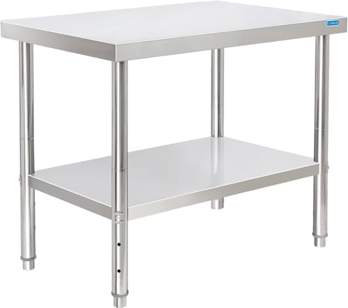 KUARBARR Stainless Steel Table for Prep & Work with Undershelf 24 x 36 Inches NSF Metal Commercial Kitchen Prep Table with Adjustable Under Shelf Worktable for Restaurant Home Outdoor by KUARBARR
