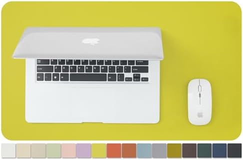 Leather Desk Mat - Small Non-Slip PU Desk Pad for Office and Home - Desk Organization and Accessories - Ideal for Large Mouse Pad and Small Desk Mats on Top of Desks (Lemon Yellow,23.6"x 13.8") by HOMIEAZICOZI