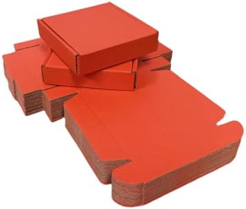 50 Pack 5.1x5.1x1.2 in Orange Red Shipping Boxes - Image 4