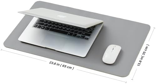 Leather Desk Mat - Small Non-Slip PU Desk Pad for Office and Home - Desk Organization and Accessories - Ideal for Large Mouse Pad and Small Desk Mats on Top of Desks (Dark Gray,23.6"x 13.8") - Image 2
