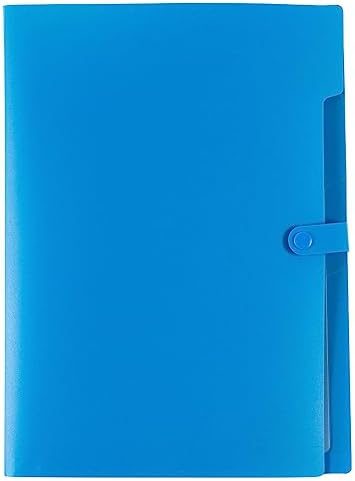 JAM PAPER Slim Expanding File Folder - 5 Pocket Plastic File Folder – Snap Closure - 9 x 11 1/2 - Blue - Sold Individually - Image 2