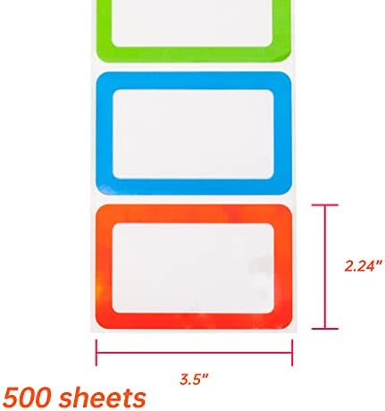 L LIKED 500 Colors Blank Name Tag Labels 3.5"x2.25" for School Office Home - Image 2