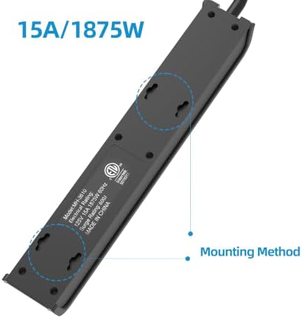 Power Strip Surge Protector, 20 Feet Extension Cord, 600 Joules Surge Protection, Multiple Protection 6 Outlet Strip, ETL Listed 1 Pack - Image 3