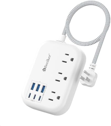 Beeiker Short Extension Cord 1 Ft,6 USB (3 USB C) Power Strip,3 Outlets by Beeiker-BetterHelperforYou