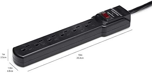 Amazon Basics 6-Outlet Surge Protector Power Strip with 200J Protection, Circuit Breaker, 2ft Extension Cord, Black, 20-Pack - Image 5