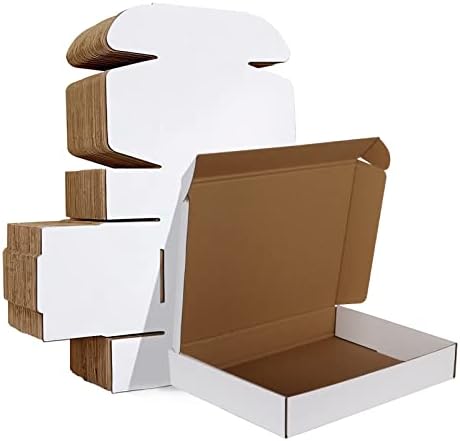 HORLIMER 12x9x2 inches Shipping Boxes Set of 25, White Corrugated Cardboard Box Literature Mailer by HORLIMER
