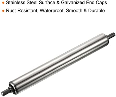 PATIKIL Conveyor Roller 1" Diameter 10" Length, Stainless Steel Gravity Transmission Replacement Part Galvanized End, Silver - Image 3