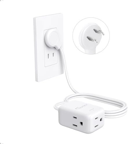 6FT Flat Plug Two Prong Extension Cord, 2 Prong to 3 Prong Outlet Adapter by NUTICT