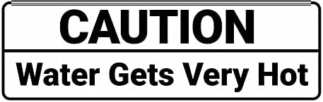 Standard Caution Water Gets Very Hot Sign (White) - Small 5 Pack by SignsByLITA