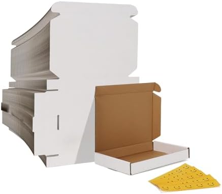 HORLIMER 7x5x1 Shipping Boxes Set of 100, White Corrugated Cardboard Mailer Box for Packing Small Business by HORLIMER