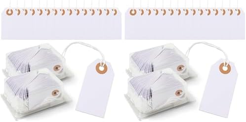 200 Pieces White Sale Tags with String Attached 2.8 x 1.5 inch Sale Tag String Tag with Reinforced Hole Shipping Tags for Office Gift Hang (Pack of 2) by SBYURE