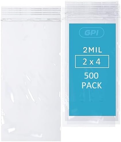2" x 4" Small Zip Bags, 500 Pack, 2 Mil, Reclosable Jewelry Bags, GPI POLY by GPI+POLY