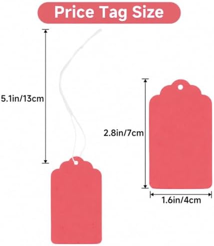 joycraft 200Pcs Price Tags with String Attached, 2.8x1.6In Red Gift Tags - Image 2