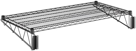 24" x 48" Wire Black Epoxy Wall Mount Shelf, Commercial Fixed Wall Mount Rack, NSF, Metal Floating Shelving for Kitchen, Stock Rooms, Home and Hotel by Zedfire