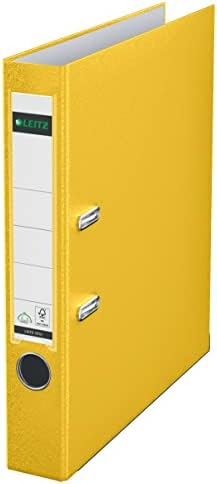 Leitz 2-Ring 2-Inch Premium Linen Textured A4 Sized European Binder, Yellow (1015-YE) by Leitz