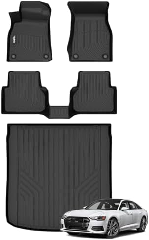 Wailtnb-All Weather Floor Mats & Cargo Liner for Audi A6 2019-2025 (Not for A6 Allroad Models) Custom Fit Waterproof Durable Easy to Clean fit for Audi A6 2019-2025 Accessories Black by Wailtnb