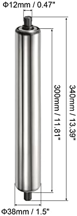 PATIKIL Conveyor Roller 1.5" Diameter 12" Length, Stainless Steel Gravity Transmission Replacement Part Galvanized End, Silver - Image 2