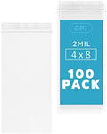 4"x8" Zip Bags, 100 Pack, 2 Mil, Reclosable for Incense Snacks by GPI