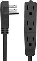 Flat Plug Extension Cord 25 FT Black – 3 Outlet 3 Prong Grounded Indoor Extension Cord – Low Profile Wall Hugger Angled Plug – 16/3 Heavy Duty Power Cord 13A 125V by BindMaster