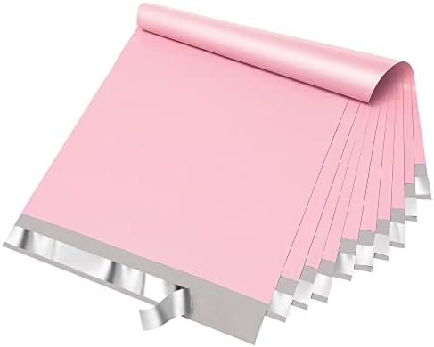 Fuxury Poly Mailers 12x15.5" 50 Pcs,Durble Shipping Bags For Clothes,Pink by Fuxury