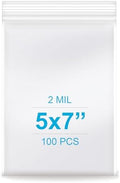5''x 7'', (Pack of 100) 2 mil Thick Clear Plastic Reclosable Zip Poly Bags with Resealable Lock Seal Zipperr, Clear Small Zip Bag, Jewelry, Candy, Storage, Packaging & Shipping… by Enbreey