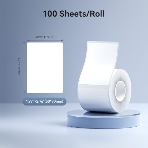 NIIMBOT M2/M3 Thermal Transfer Labels 1.97''x2.76'', for M2/M3 Label Maker, PET Material, Waterproof and High-Temperature Resistance, Long Storage Time, White Label Tape(50x70mm-100) (Pack of 4) - Image 2