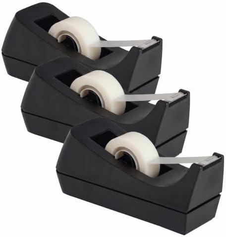 Business Source Standard Desktop Tape Dispenser, Black, 1 in (BSN32954) (Pack of 3) by BusinessSource