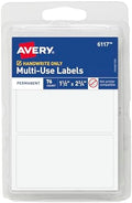 Avery® Multi-Use Permanent Labels, 1.5" x 2.75", White, Non-Printable, 76 Blank Labels Total (6117) by Avery