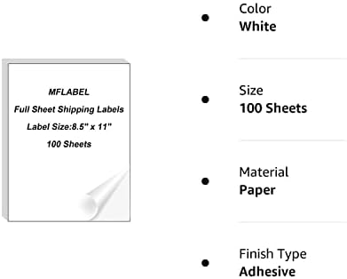 MFLABEL Full Sheet Sticker Label, Address Sticker, White Matte Label Paper, 8-1/2" x 11" Shipping Labels for Laser & Inkjet Printer (5000 Labels, 5000 Sheets) - Image 4